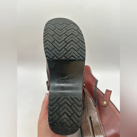 Dansko Marcella Mary Jane Clogs Red Brown Leather Shoes women’s 40 9.5-10 - Picture 10 of 11